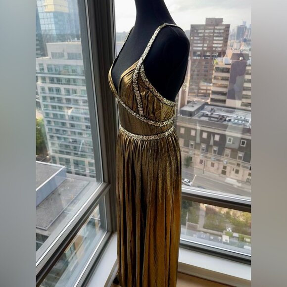 🆕 BRONX & BANCO 🧿 NWOT Star Metallic Maxi Dress w Dramatic Slits - Sz S US 4 - Picture 8 of 16